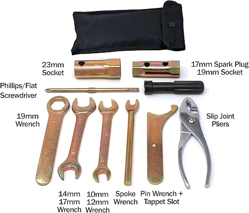 RW 0059-010 Kit de herramientas métricas para motocicleta, ATV UTV + bolsa de almacenamiento (9) piezas compatibles con Honda Yamaha Kawasaki Suzuki