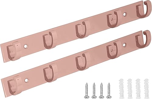 Paquete de 2 percheros resistentes para montar en la pared, estante de acero inoxidable con 5 ganchos en forma de C para abrigos, toallas, llaves y