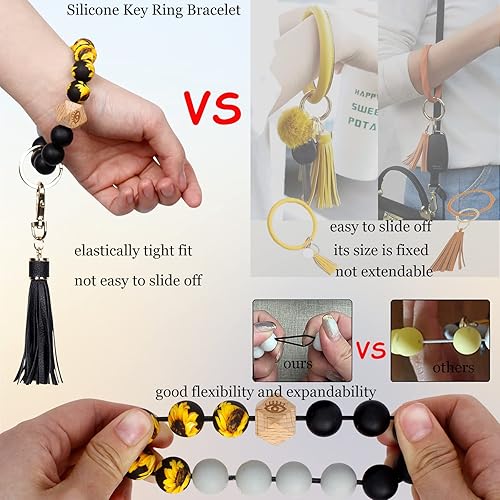 Miniatura 4 de BIHRTC - Pulserallavero para enganchar las llaves del auto, brazalete con cuentas de silicona para mujer
