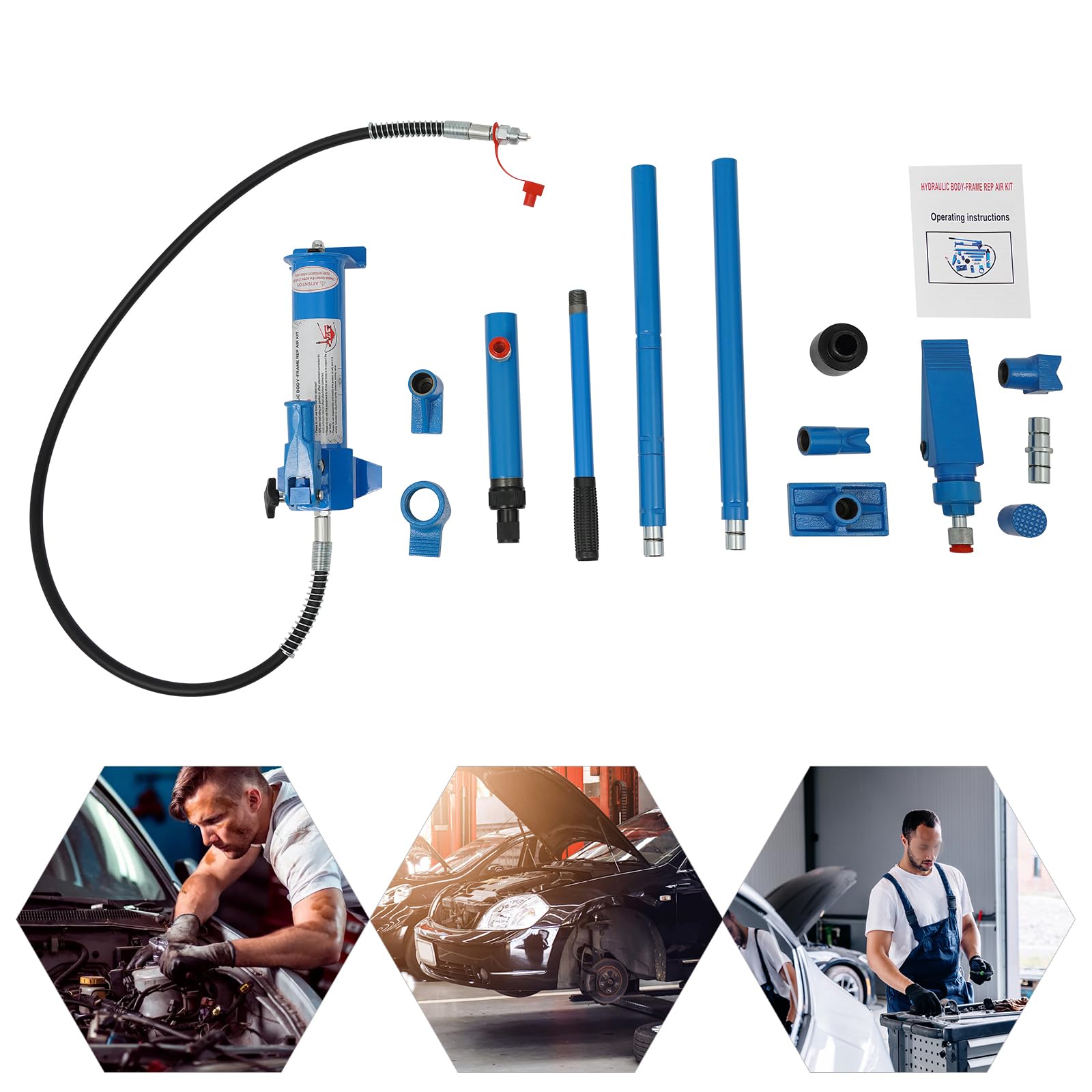 Gato hidráulico 4T con maletín, gato hidráulico para reparación de coches (azul)
