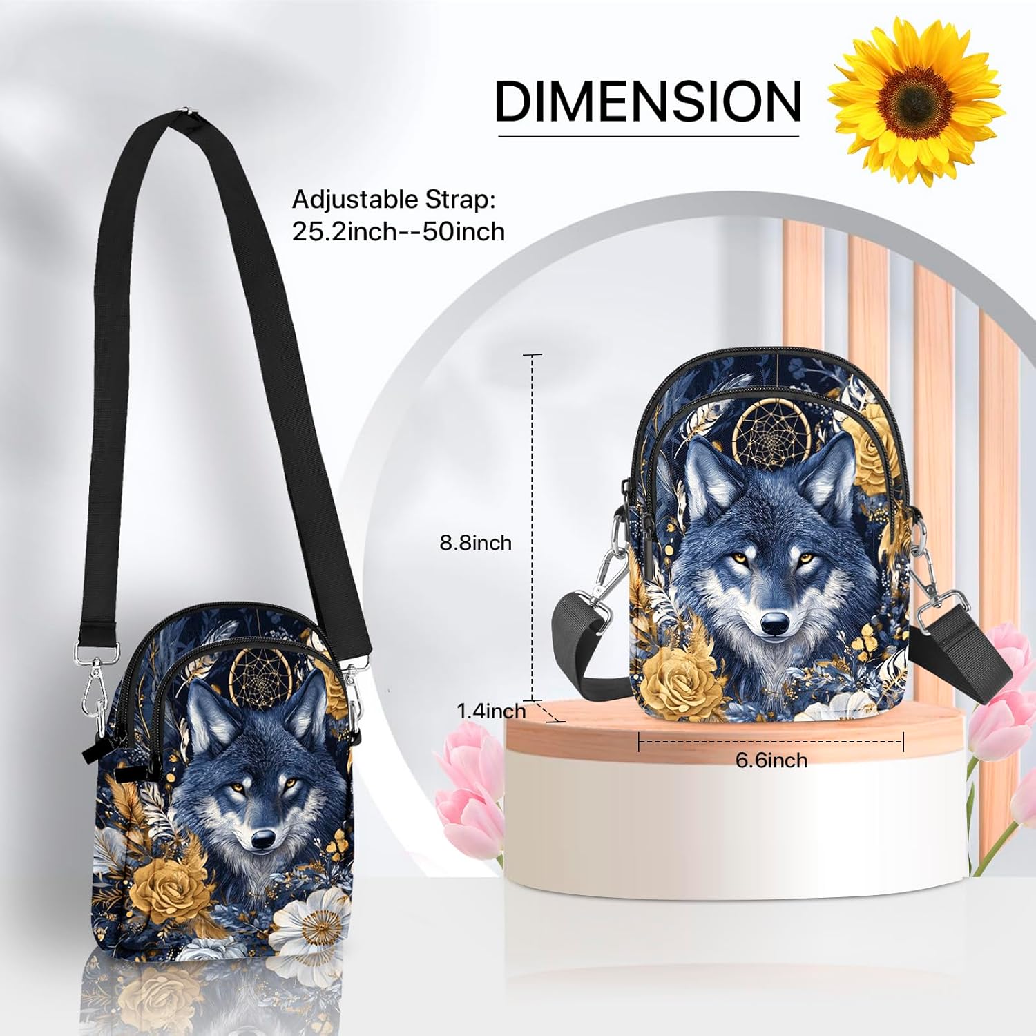 Wolf Crossbody Purse for Women Casual Cell Phone Bag Waterproof Shoulder Bags Travel - Image 3