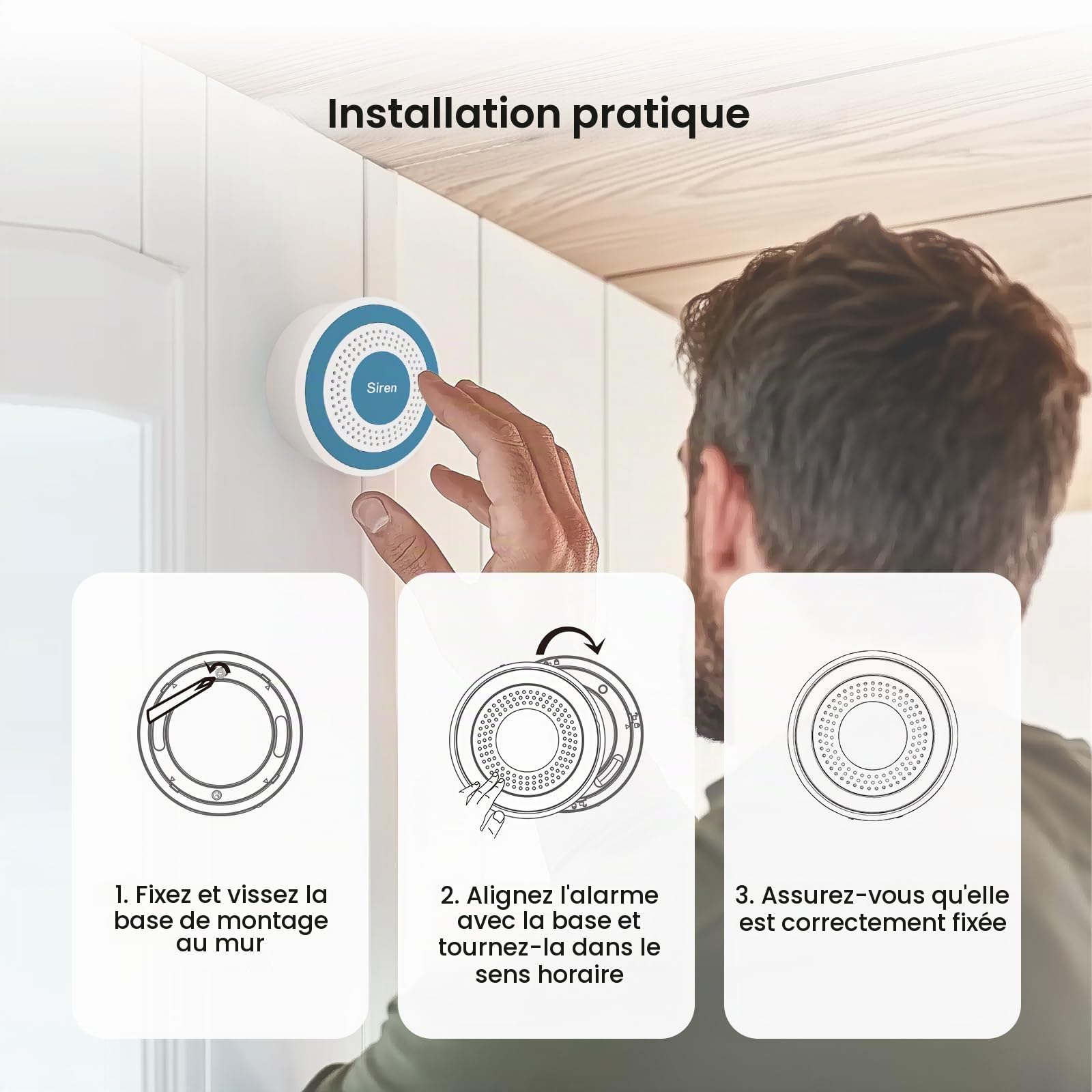 Smart Home Système de sécurité, Système D'alarme pour Porte et fenêtre,WiFi Systèmes Sécurité pour la Maison avec APP, Fonctionne avec Alexa, capteurs de Porte et de fenêtre