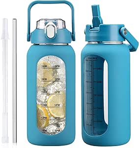 2,2 Liter Glaswasserflasche Mit Deckel - Borosilikat Glas Krug Für Heiß & Kalt