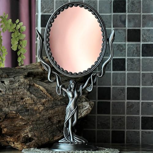 ToiM Espejo de tocador portátil estilo europeo retro gótico, espejo de tocador giratorio de doble cara para tocador (caja de regalo)