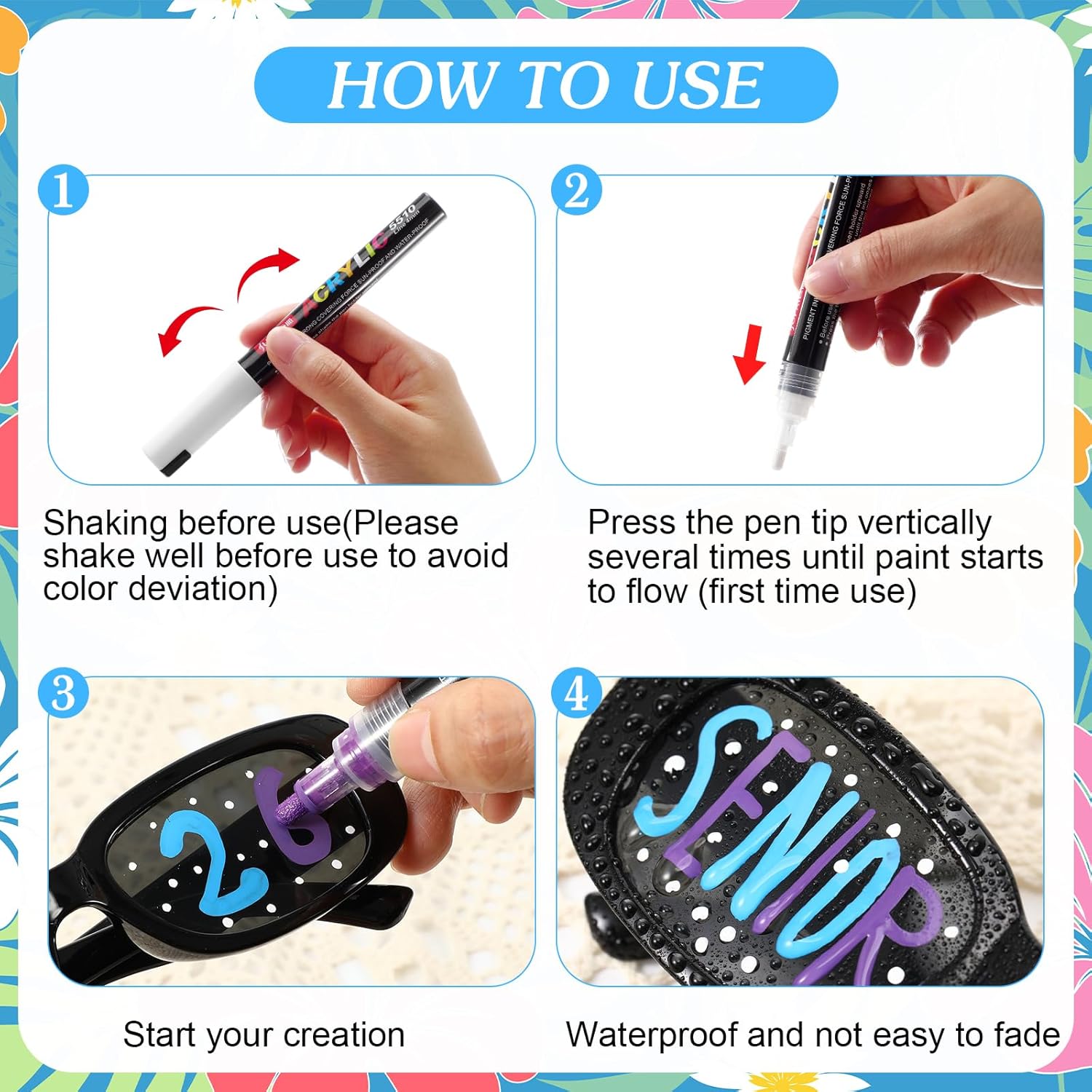 Flutesan Personalized Rectangle Sunglasses with Marker Pens for Adult DIY Custom Birthday Wedding