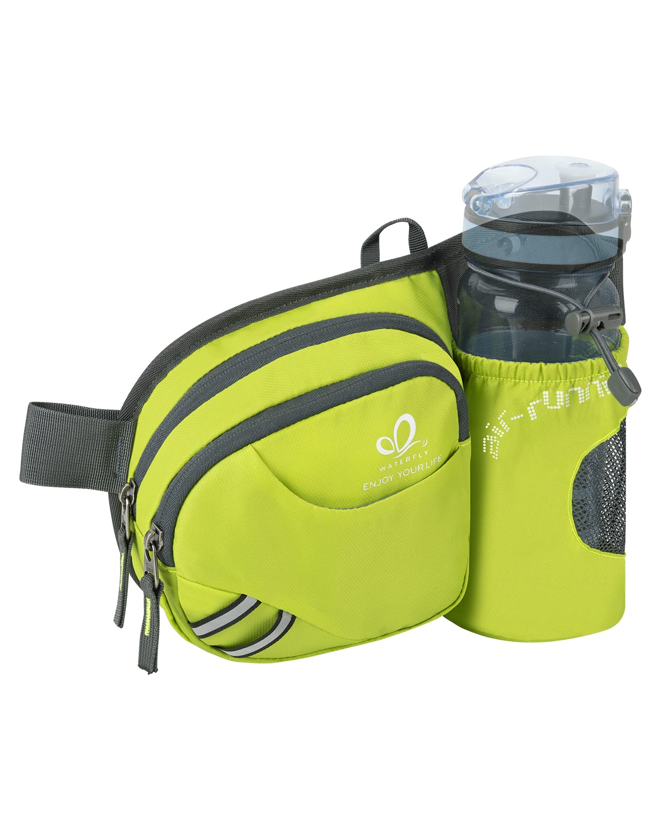 Waterfly Marsupio Trekking con Portaborraccia Marsupio Sportivo Uomo Donna per Escursionismo, Corsa, Ciclismo e Arrampicata (Verde fluorescente)