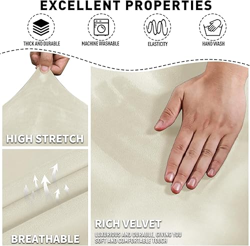 Vista 52 de MAXIJIN - Funda para sillón reclinable de terciopelo de 4 piezas, elástica, afelpada, gruesa y suave, con bolsillo lateral (camello)