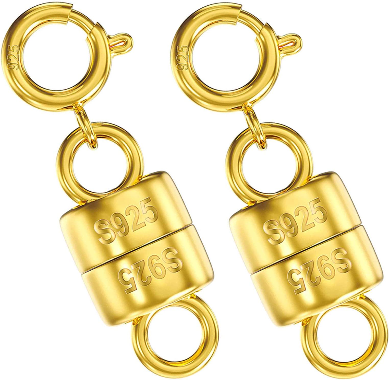 OHINGLT 14K Gold Plated 925 Sterling Silver Magnetic Necklace Clasps and Closures,Gold and Silver Bracelet Clasp Converter for Jewelry Making Supplies,Chain Extender Connector for Bracelet