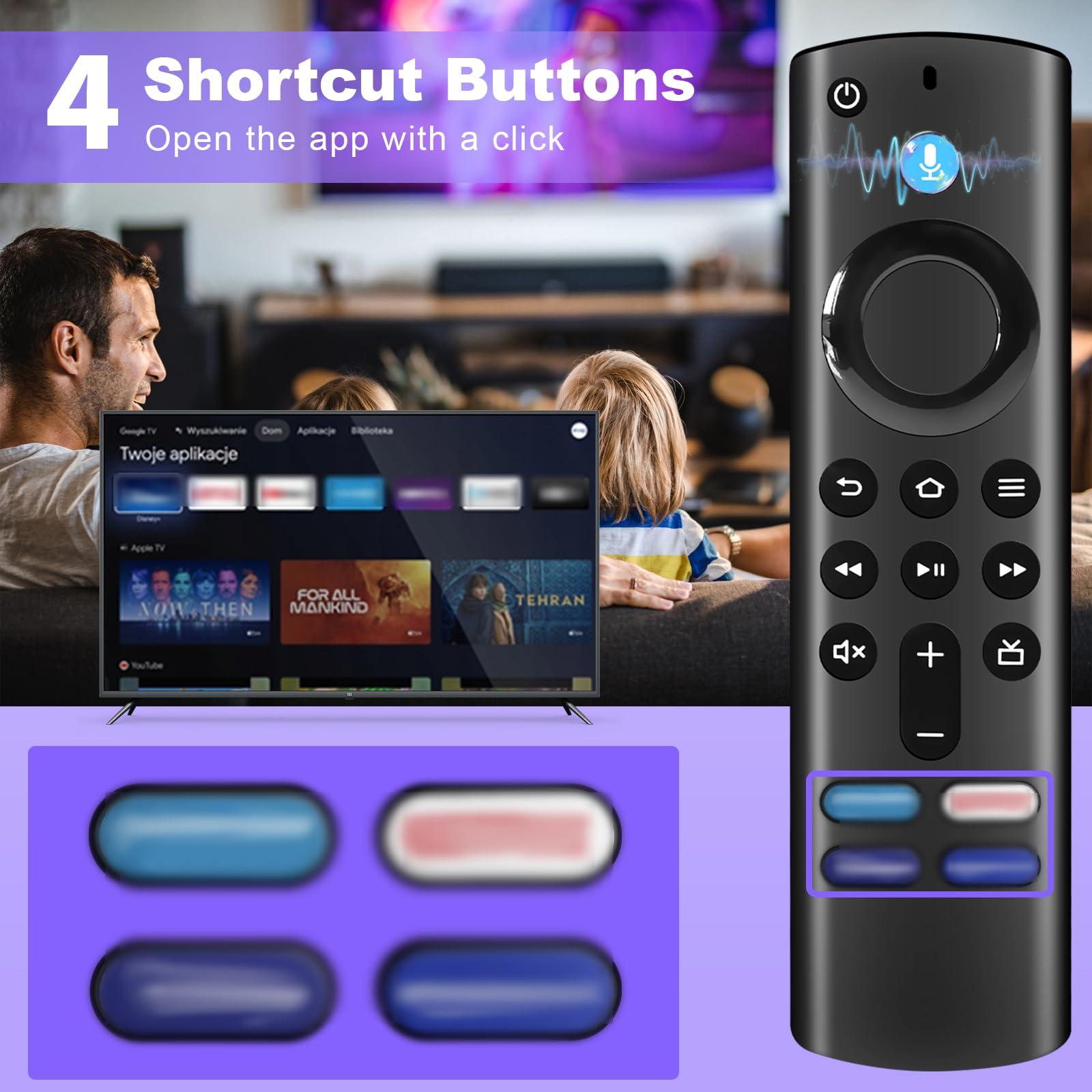 Mando a Distancia de Repuesto por Voz,Mando a Distancia de Repuesto con función de Voz,Adecuado para AMZ fi-re S-ti-CK TV 2nd Gen & 3rd Gen & 4K & Lite, Adecuado para Smart TV Cube 2/3nd Gen (AAE022) — view 6