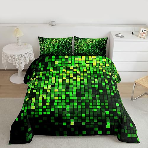 Miniatura 7 de Juego de edredón geométrico, color gris y blanco, diseño de rayas de arte abstracto, tamaño individual, para niños y niñas, edredón retro Multi