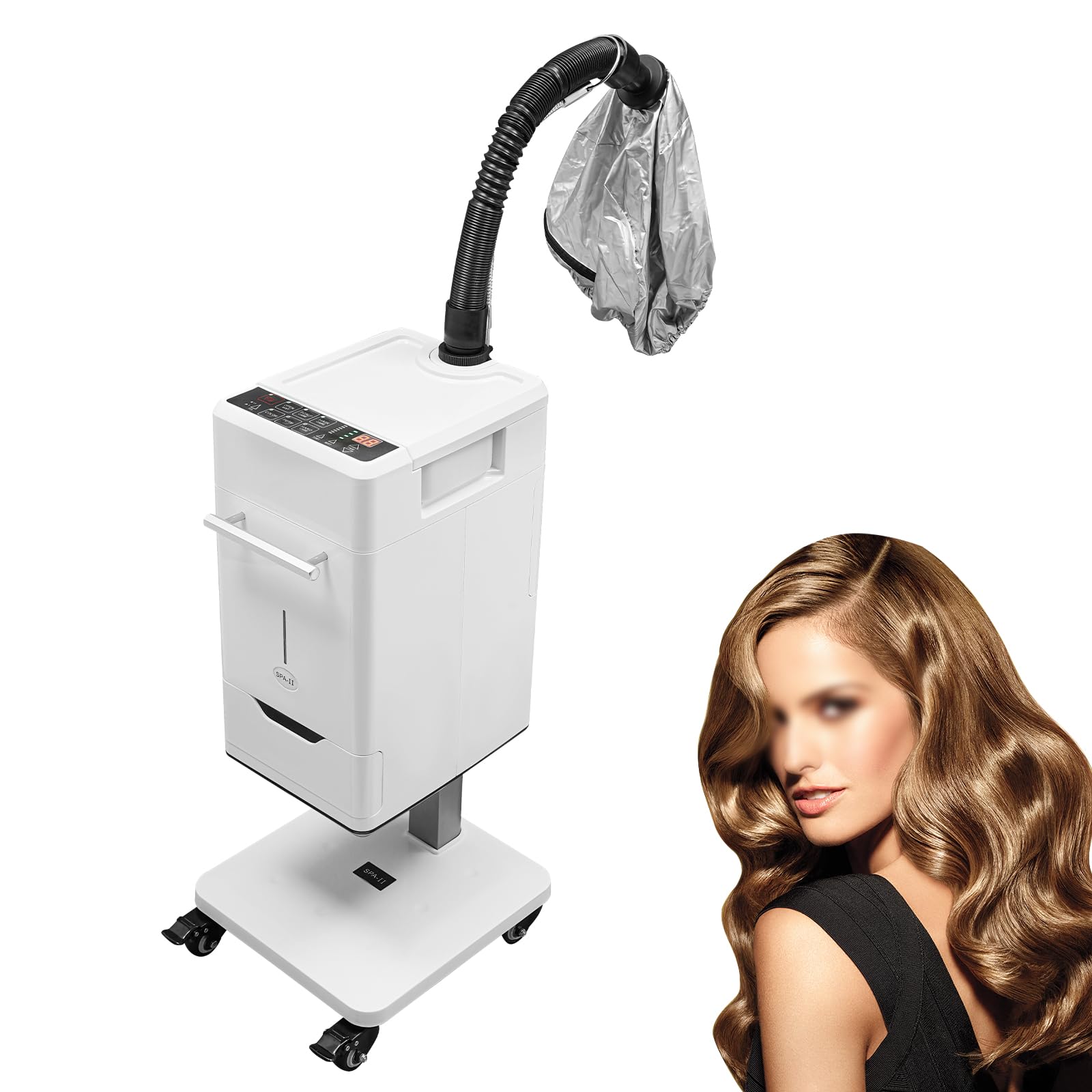 Nano Hair Steamer Machine,500W Nano Hair Steamer Machine Anion Hair Color Processor/10 Pc Hair Steamer Cap,Multifunctional Anion Vertical Hair Dyeing