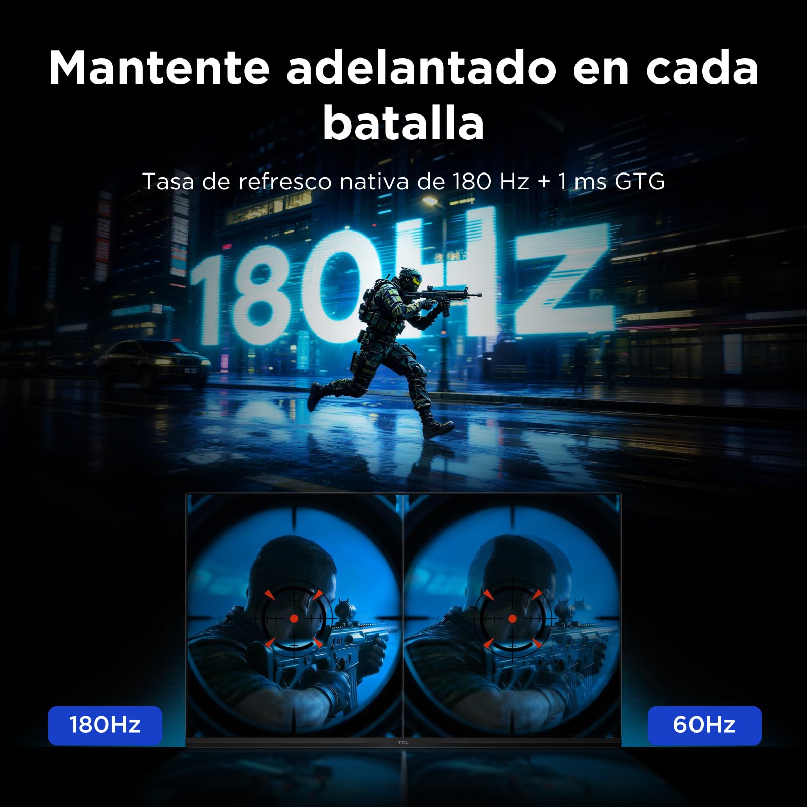 TCL 27G64 Monitor Gaming 27 Pulgadas QD-Mini LED, QHD 2560x1440, 180Hz, Panel Fast-HVA, 600 nits HDR, 1ms, AMD FreeSync Premium, G-Sync Compatible, 97% DCI-P3 - 5