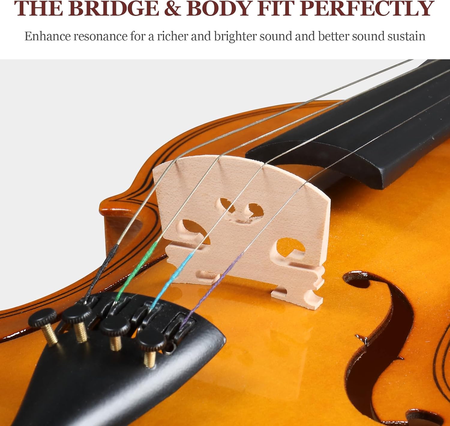 Ktaxon Full Size Violin, 4/4 Acoustic Violin with Portable Case, Finger Guide Sticker, Polishing Cloth,Mute, Extra Set Violin String, Shoulder Rest, Rosin and Bow(Natural)