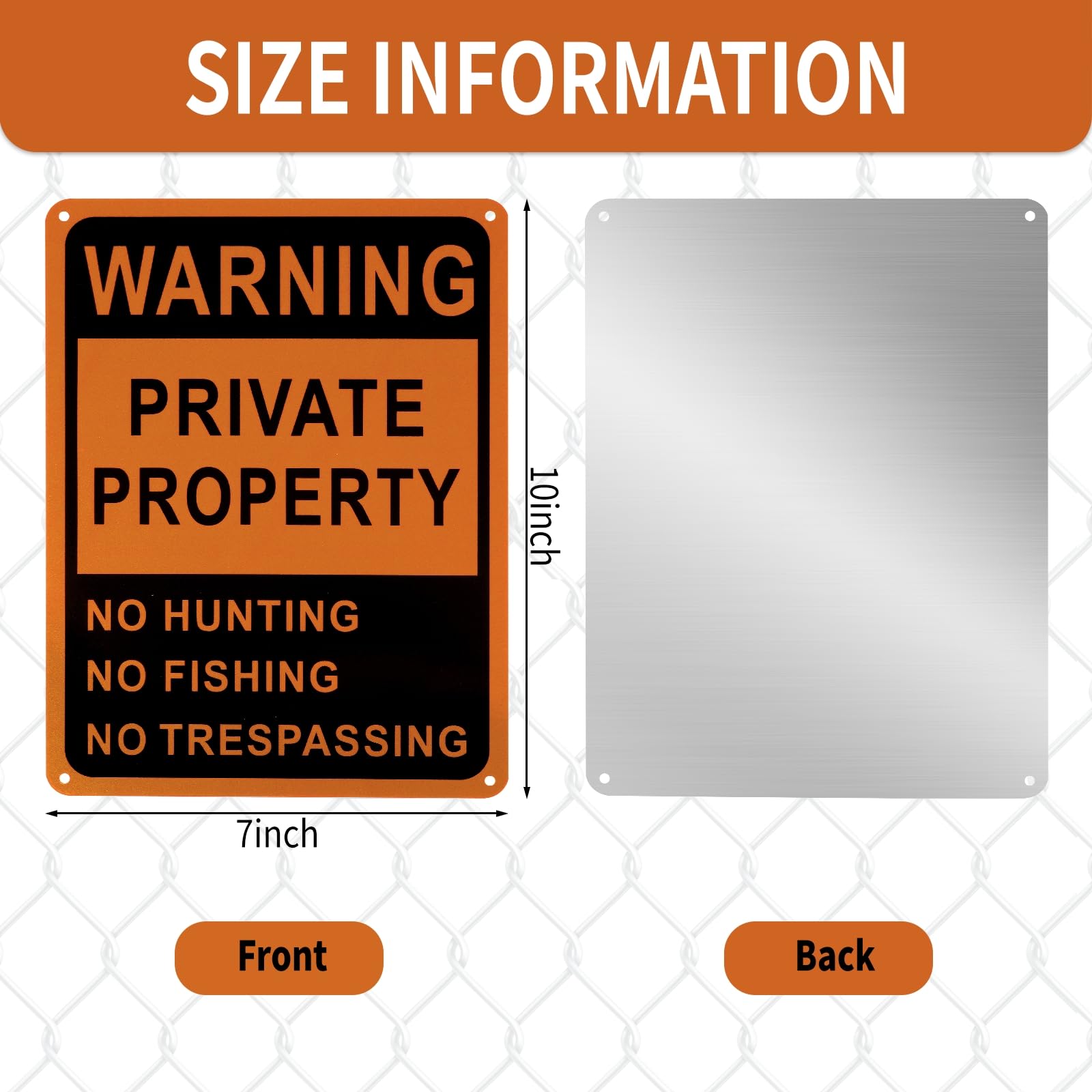 Señales reflectantes de aluminio para advertencia de no intrusión, propiedad privada, resistentes a la intemperie, 10 x 7 pulgadas, para advertencia, no caza, pesca, interior y exterior (40 unidades