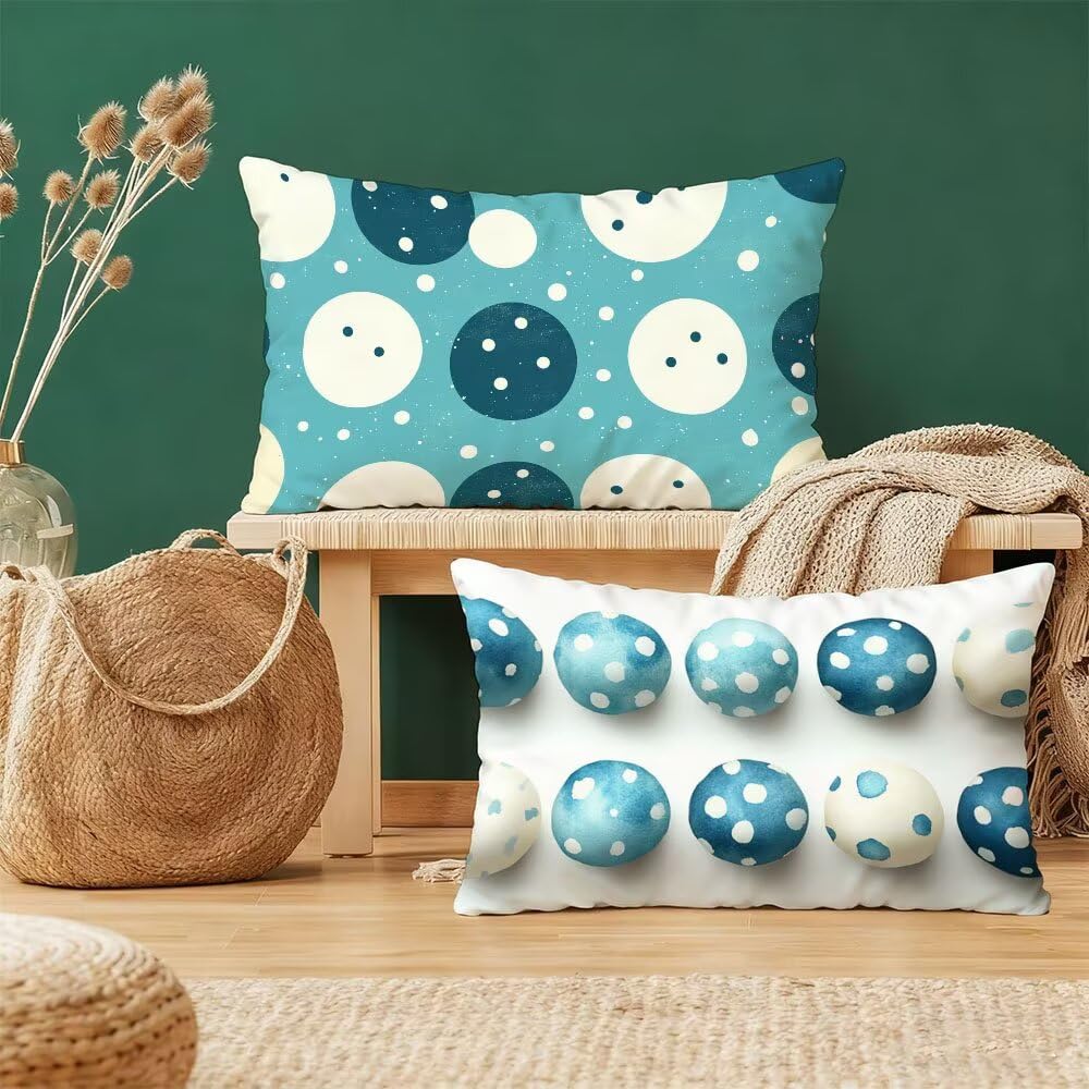 Housse de coussin bleu et blanc double face avec fermeture eclair