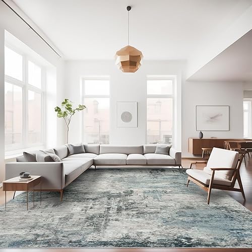 Miniatura 74 de RUUGME - Alfombra lavable abstracta de 4 x 6: alfombras de área para sala de estar con respaldo antideslizante, alfombra neutra resistente a