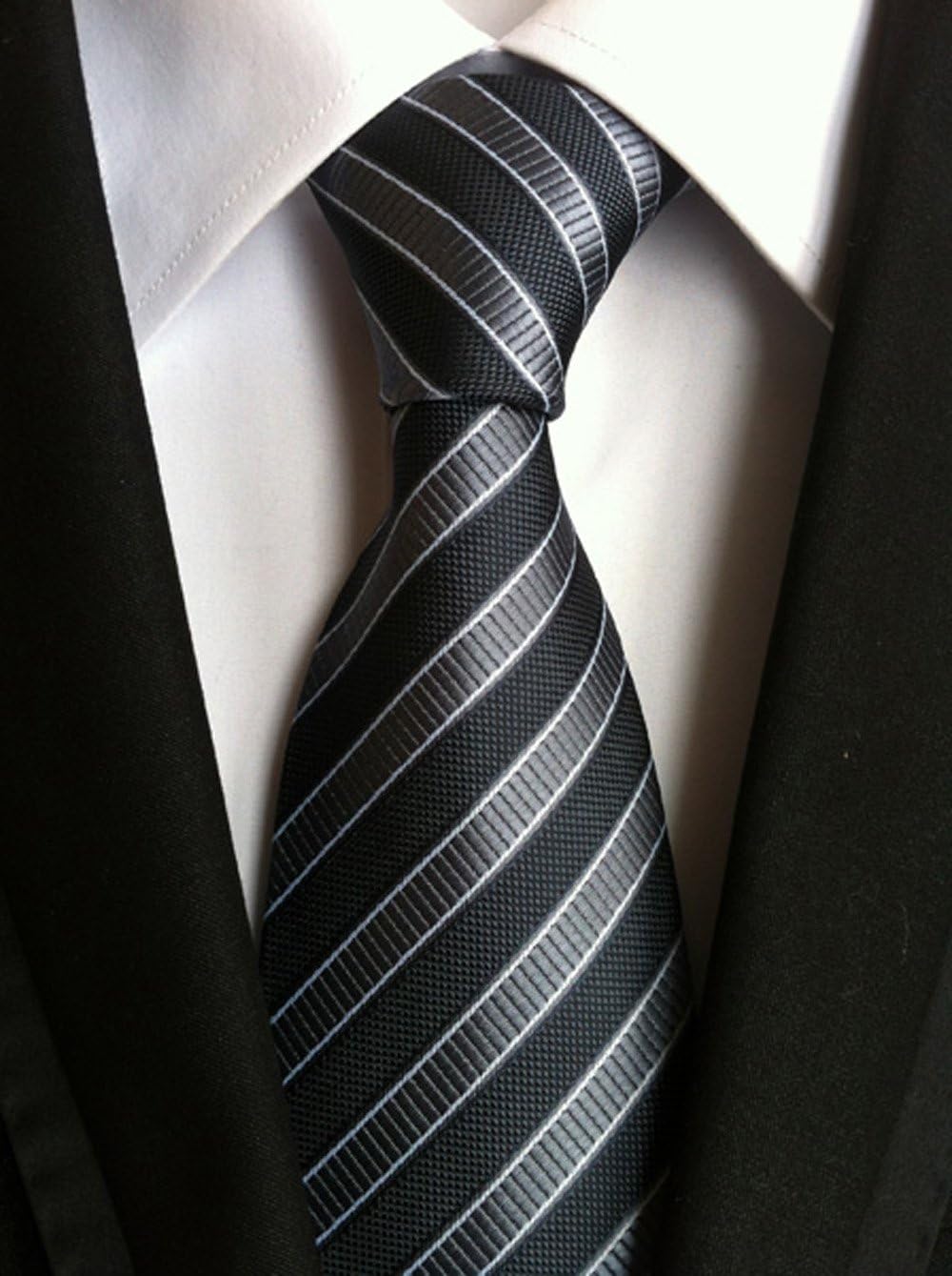Secdtie Pack of 4 Men's Classic Stripe Checks Jacquard Woven Tie Formal Party Neckties