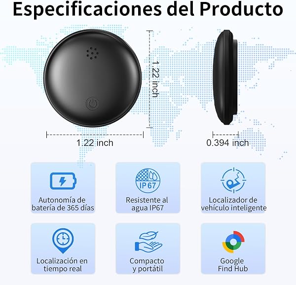 Android Smart Tag, Compatible con Google Find Hub (Sólo Android) Localizador GPS para Coche, Localizador Bluetooth, Impermeable IP67, GPS Coche localizador para Coches Sin cuota mensual - Negro - 2