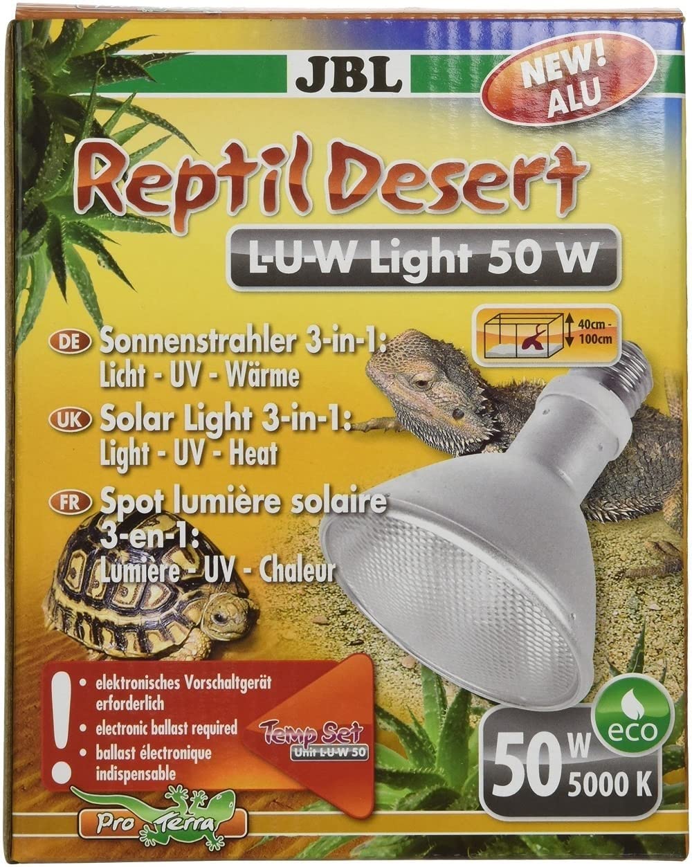 JBL ReptilDesert L-U-W 61891 - Faretto da sole per terrari deserti, in alluminio, 50 W