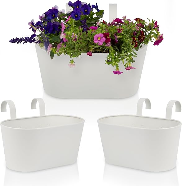KIBAGA Stylish Set of 3 Hanging Flower Pots for Outdoor