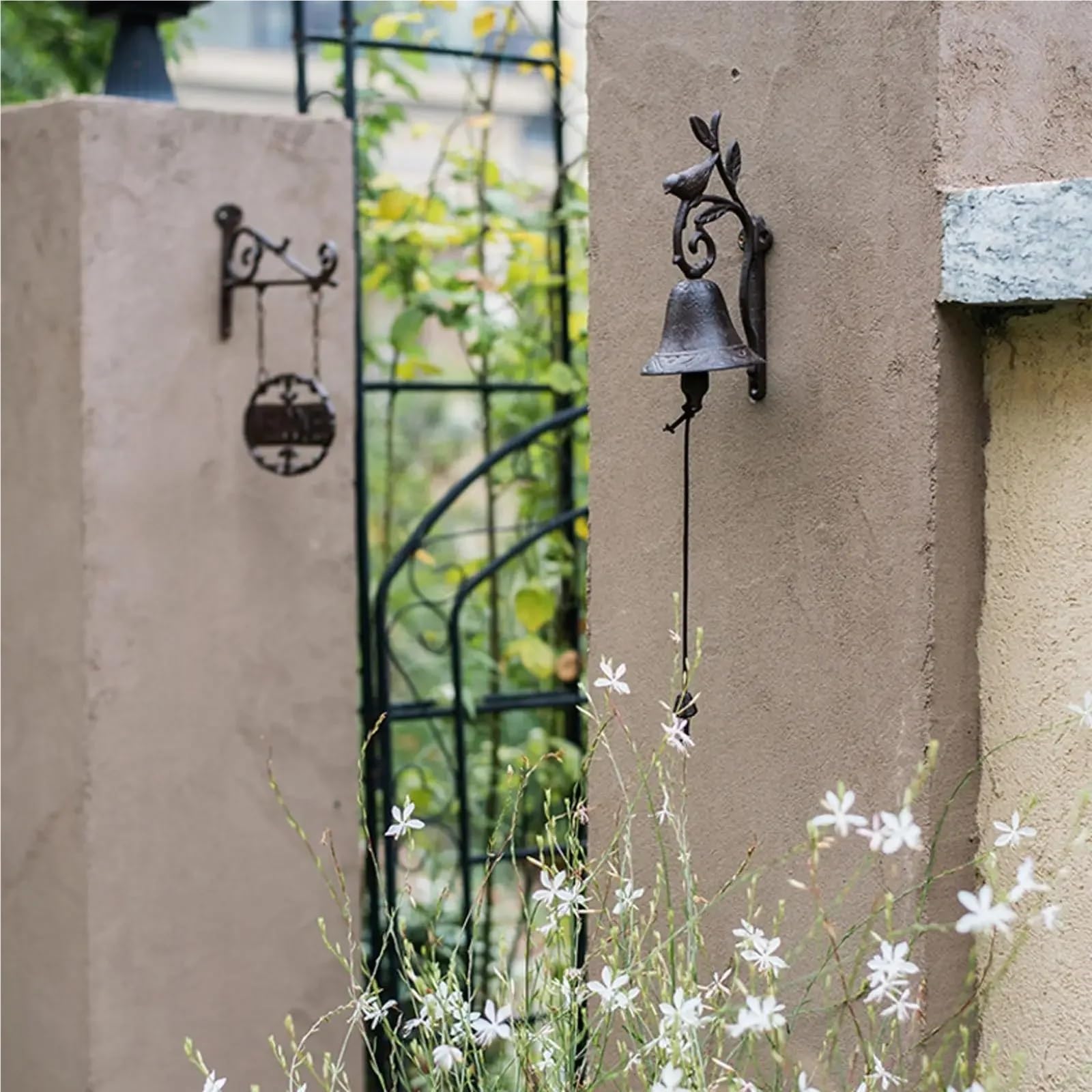 Campana de cena con timbre hierro fundido para Decoración | Puerta montada en la pared antigua for la decoración del hogar al aire libre interior del patio