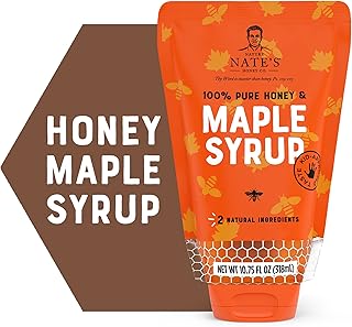Nate's Honey Maple Syrup - 10.75 oz Sustainable Pouch - Pure Honey and Real Maple Syrup - All-Natural Topping for Waffles ...