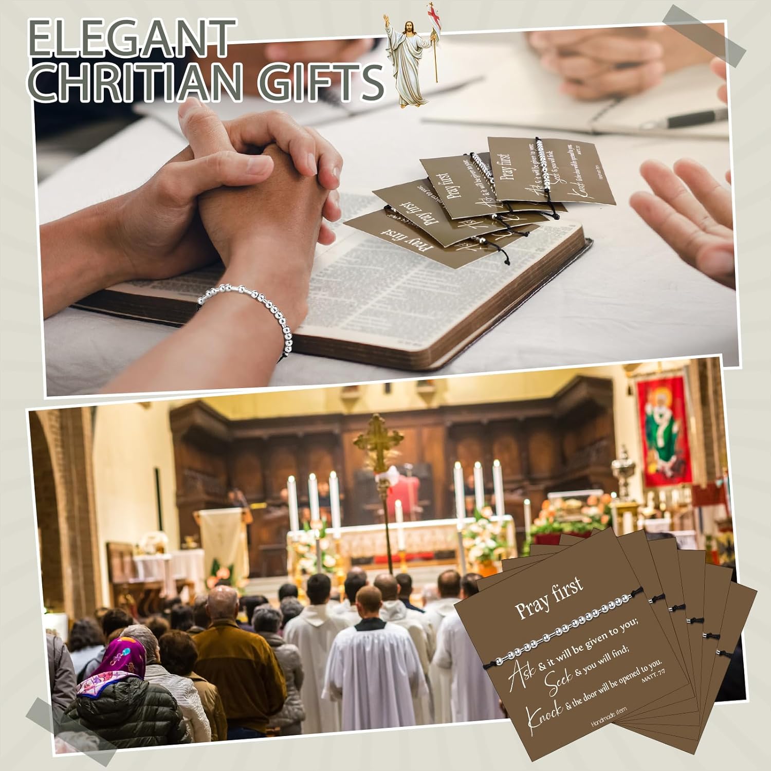 30 Sets Inspirational Morse Code Bracelets for Women Men with Cards Bulk Gifts for Christmas Coworker Staff Employee(Pray First) - Image 6