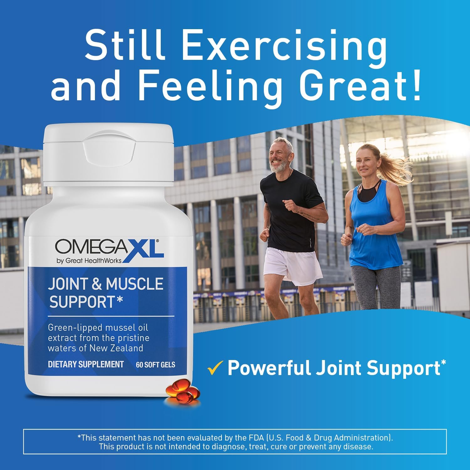 OmegaXL Joint Relief Supplement - Natural Muscle Support, Green Lipped Mussel Oil, Soft Gel Pills, Drug-Free, 60 Count : Health & Household