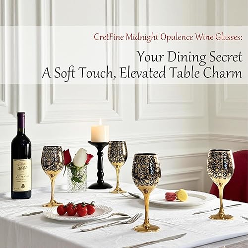 Miniatura 8 de CretFine Copas de vino con borde dorado, copas de vino de otoño, juego de 2 copas de vino con borde dorado de 12 onzas, copas de vino de tallo largo