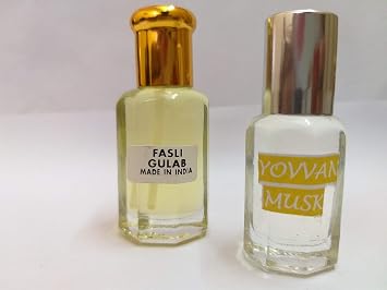 Rose Gulab Fasli and Yovvan Musk Attar/Ittar Concentrated Perfume Oil - 10+10 ml Rose Fragrance and Aroma Combo