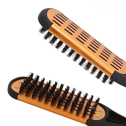 Miniatura 5 de Cepillo para el cabello, pinzas para el cabello, elasticidad de resorte, alisador de cabello, suave, transpirable, doble cara, cepillo plano de