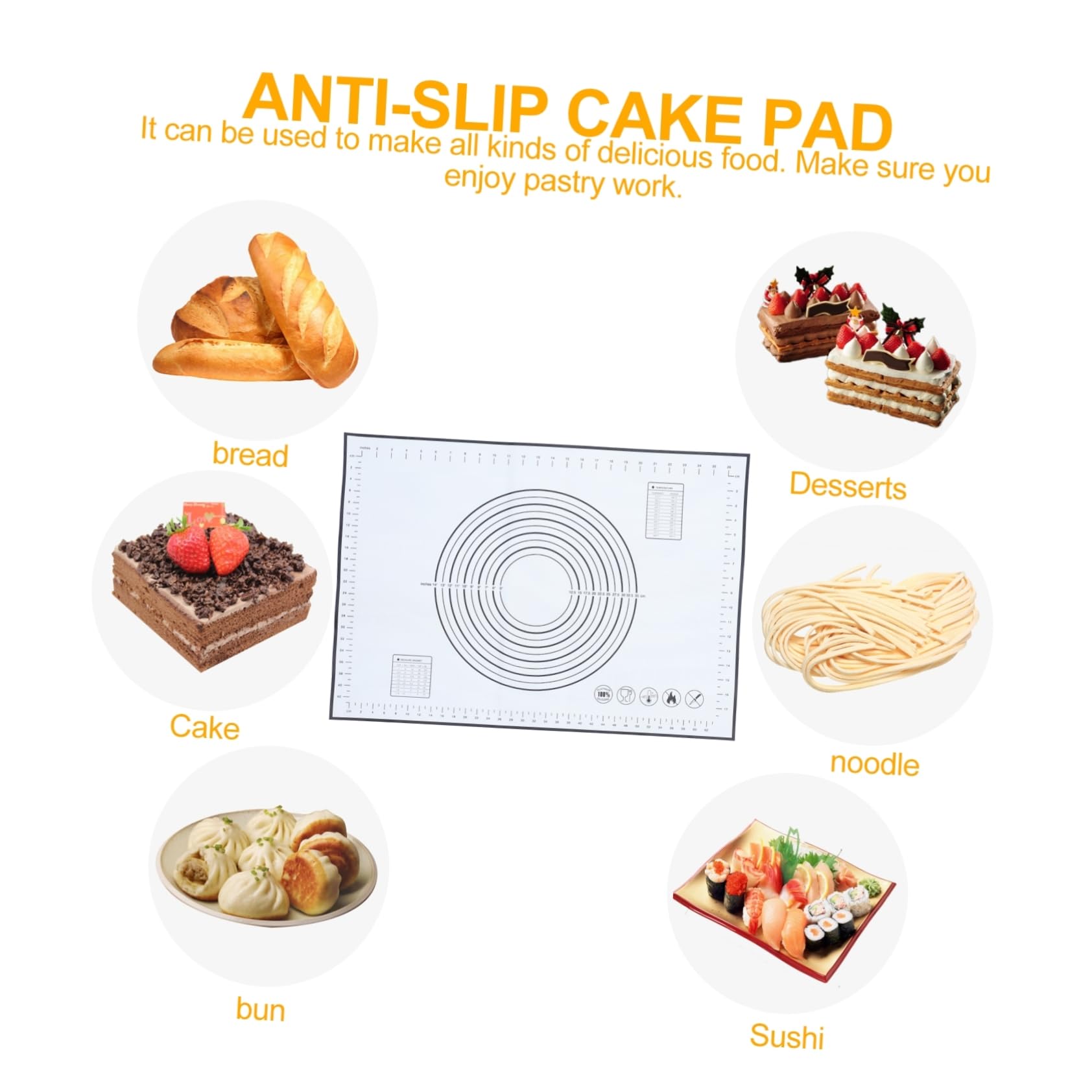 ABOOFAN 2 Pièces Tapis de cuisson en silicone tapis de comptoir de table chignon moules à pâtisserie rôtissoire de gâteau pratique de gâteau antidérapant Macaron four