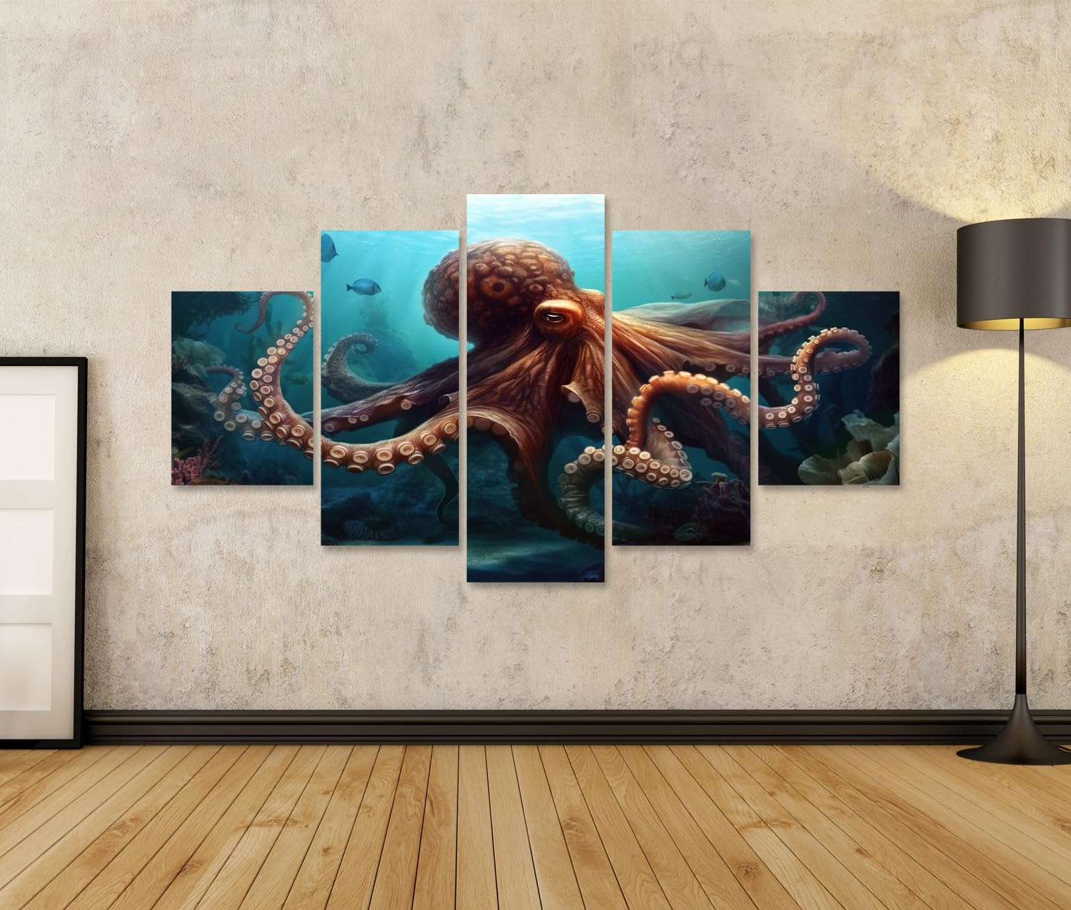 islandburner Quadro su tela Polpo gigante che nuota sotto l'acqua Animali subacquei KI JAXL Quadri Stampe Immagini Murale Decorazione da parete