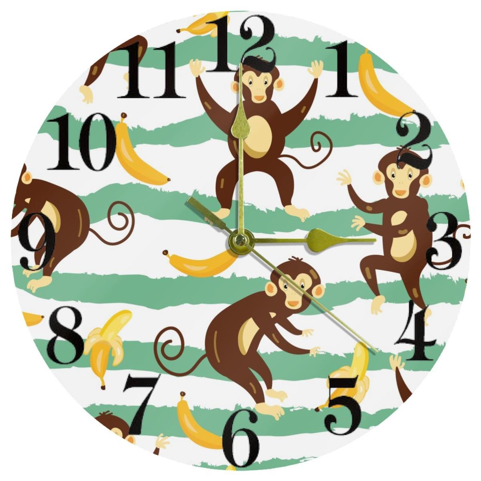 Horloge murale singe silencieuse pour décorer la chambre et l'école