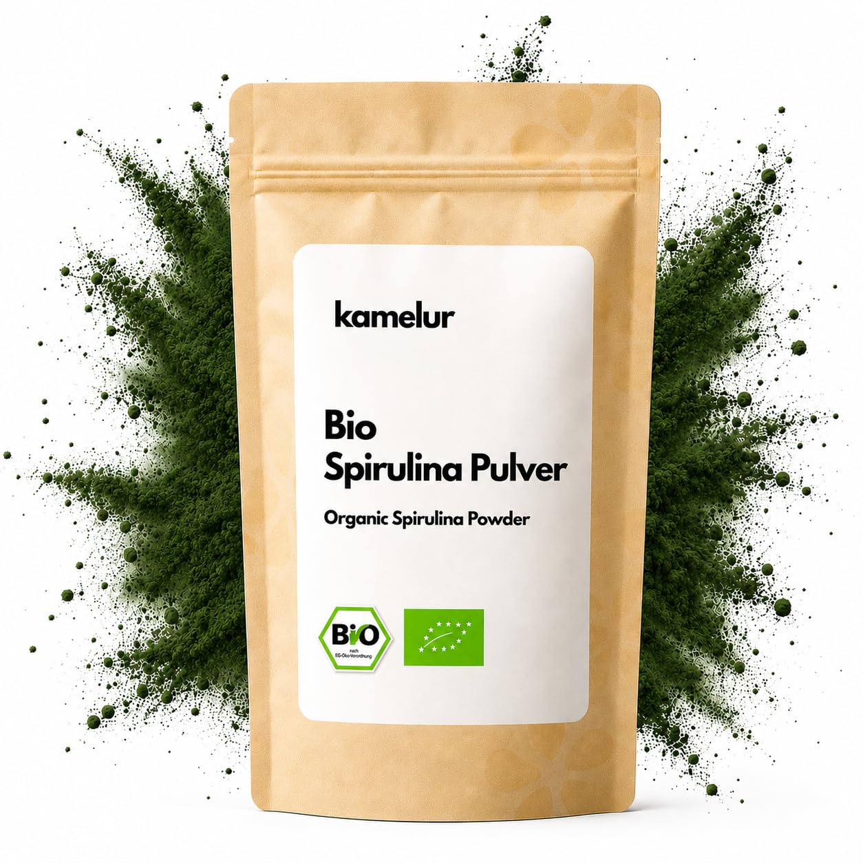 Kamelur Bio Spirulina Pulver grün 1kg – Bio Algen schonend getrocknet & fein gemahlen – Algenpulver Spirulina aus kontrolliert biologischem Anbau