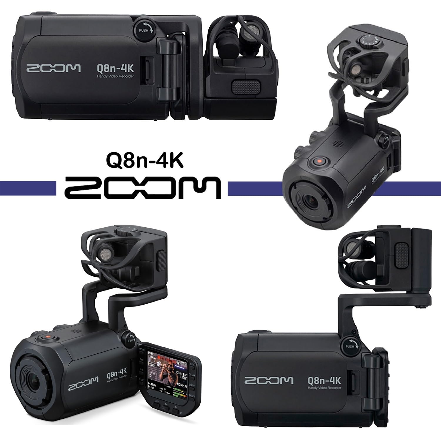 Zoom Q8n-4K Ultra HD handliches Videorecorder-Set mit 128 GB microSDXC-Karte, Tischstativ, Handgriff, SLR-Gadget-Tasche, USB-Kartenleser, wiederaufladbarem Akku, Ladegerät und