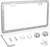 Vista 9 de SHARE&CARE Marco de matrícula brillante para regalos del día de Pascua, cubierta de matrícula de cristal, soporte para placa de automóvil con juego