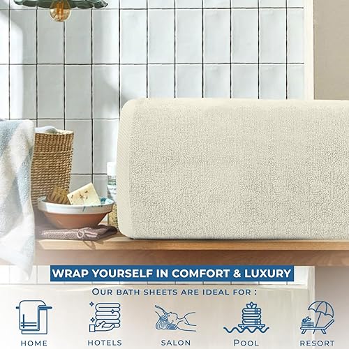 Vista 128 de DAN RIVER Paquete de 1 toalla de baño de 40 x 80 pulgadas, toallas de baño extragrandes de secado rápido para baño, toallas suaves y absorbentes