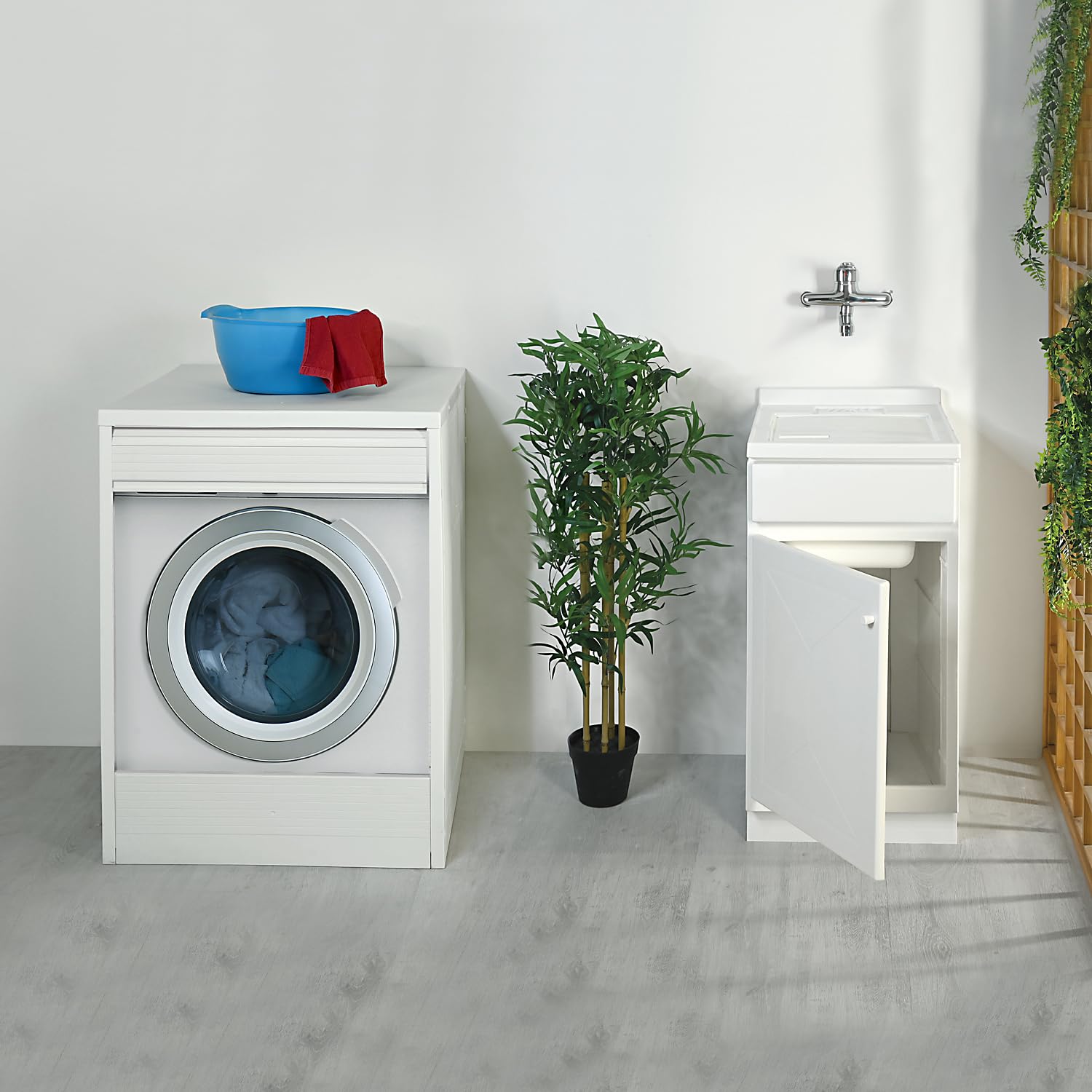 Mueble lavadero exterior interior 45 x 50 Regina Plus con piloto eje de lavado y sifón resistente al agua y la humedad