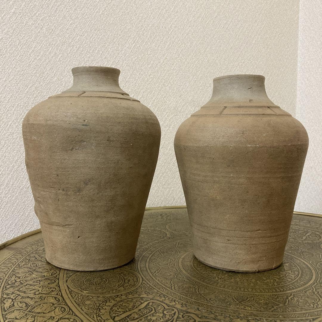 珍品　古壺2点〈検 須恵器　朝鮮　李朝　渥美壺　三筋壺　古越前　古常滑　古備前 Amazon.co.jp: 珍 古壺2点検 須恵器 朝鮮 李朝 渥美壺 三筋壺 古
