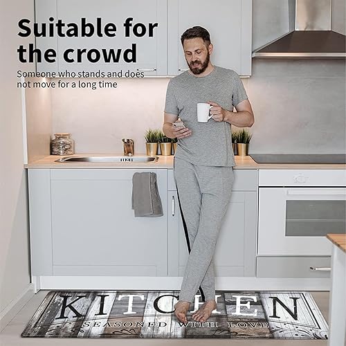 Miniatura 2 de ASPMIZ Alfombra de pasillo de cocina de granja para pasillos, tapete de madera antideslizante para la lavandería, impermeable, antifatiga, tapete