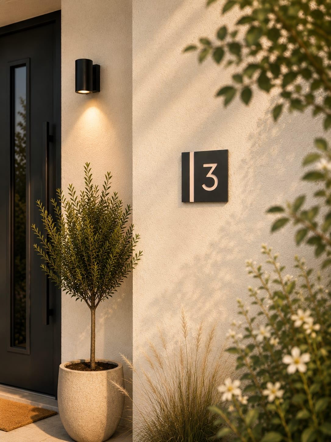 Personalisierte 3D Hausnummer aus Acryl - Moderne Hausnummer mit Abstandshaltern - individuelles Hausnummernschild für Haus, Eingang und Fassade in verschiedenen Größen