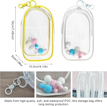 2-Pack Clear Figure Display Bag for 17cm Dolls Doll Pouch with Keychain, Portable & Dustproof Carrying Case for Funs Collectibles