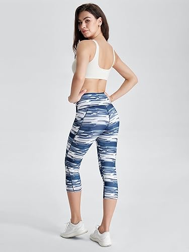 Miniatura 384 de ODODOS - Leggings tipo capri de mujer, no se traslucen y modelan el abdomen, con cintura alta y bolsillos; para hacer yoga, atletismo, ejercicio