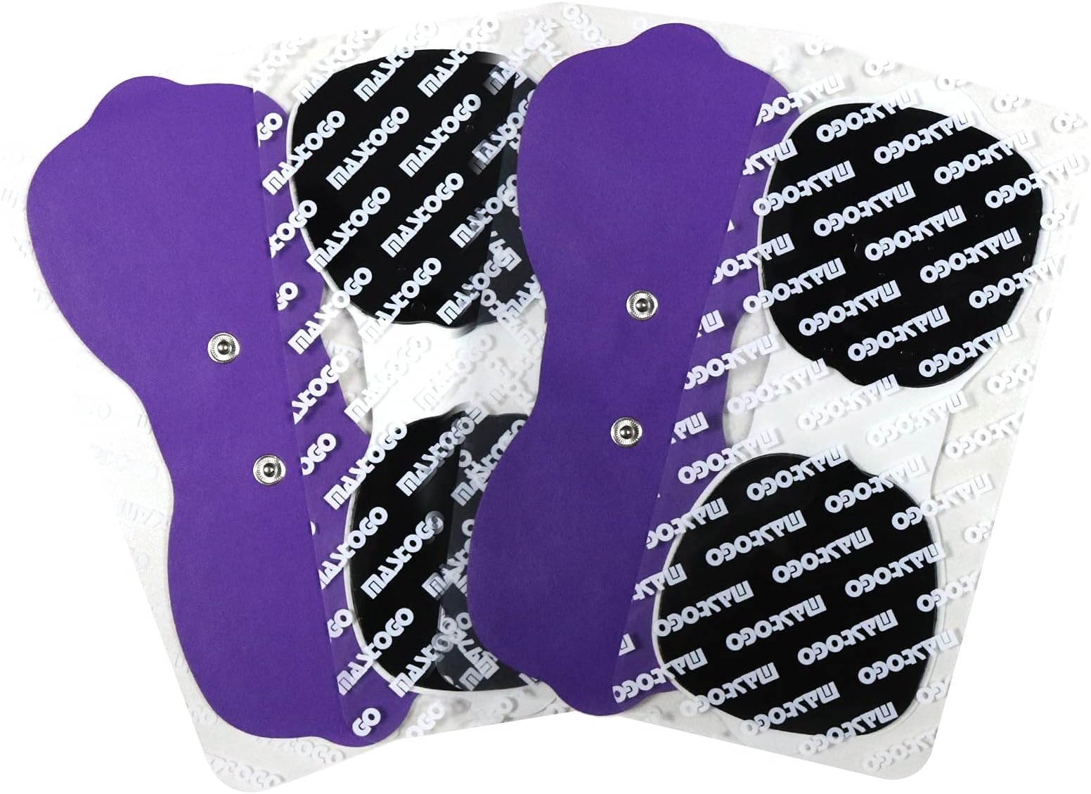 MASTOGO Tens Unit Wireless Electrode Pads, Replacement Electrode Pads with Standard 3.5mm Snap-on Connectors (4PCS/Set) (Purple)