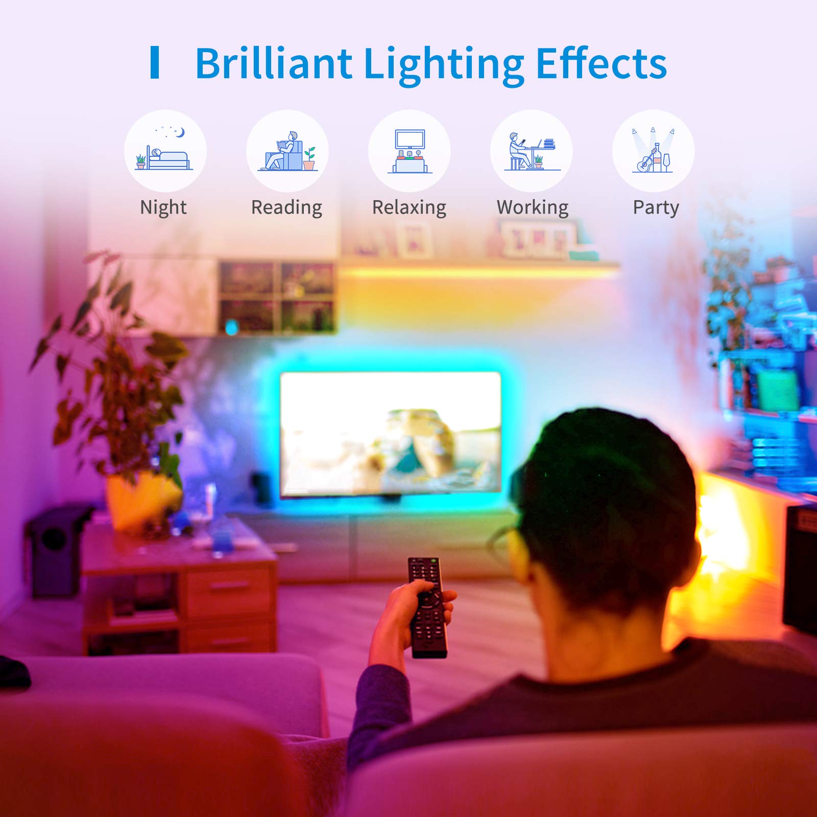 Meross Wi-Fi LED Strip Działa z Apple HomeKit, Smart RGB Strip, 12V IP20 Oświetlenie Paskowe, Elastyczne DIY Strip Działa z Siri, Alexa i Google, na Boże Narodzenie, Party, 5M x2