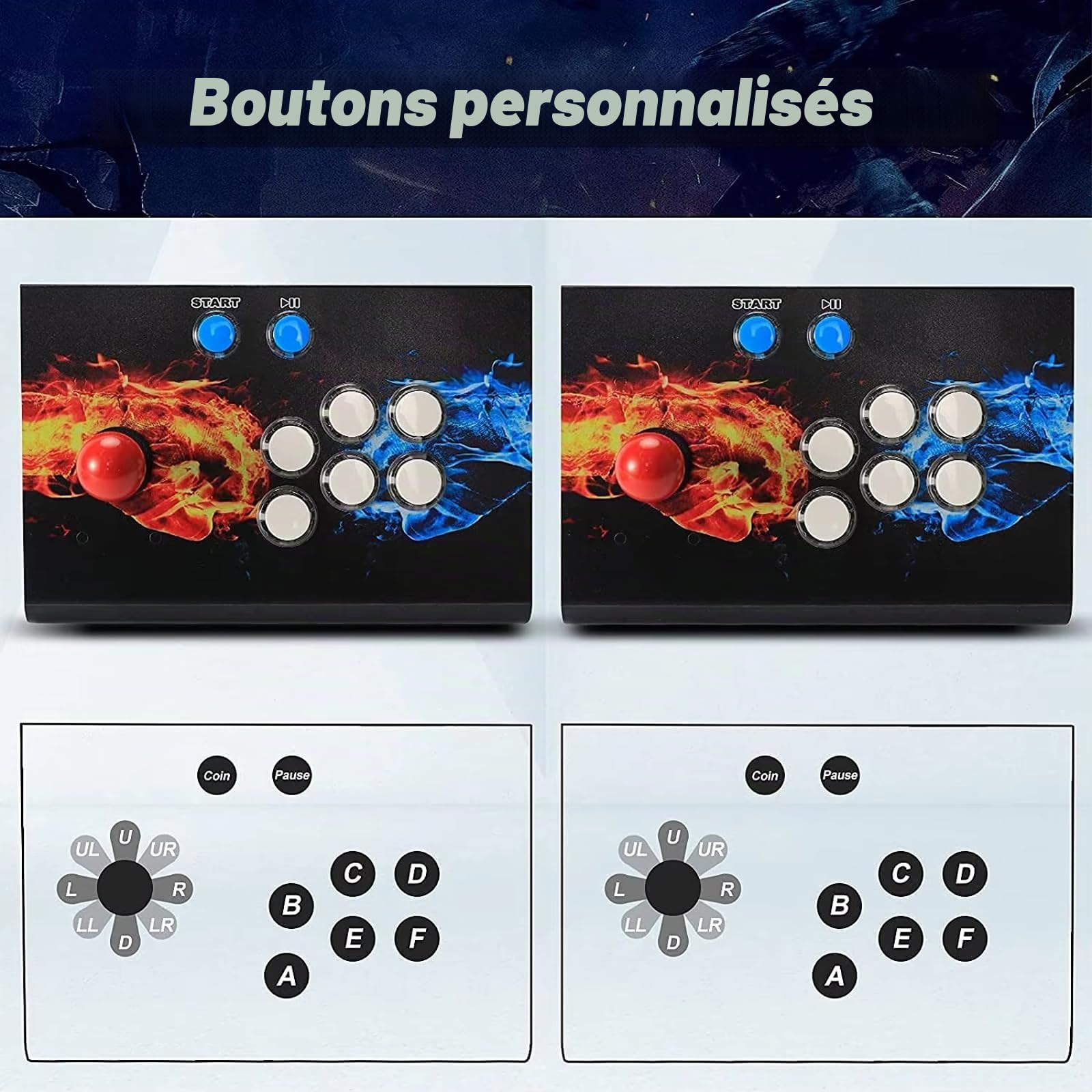 10000 Jeu dans 1 boîte Retro Game Machine d'arcade Fonction WiFi pour Haute compatibilité compatibles PC et TV, 3D 4 Joueurs, Liste préférée Enregistrer