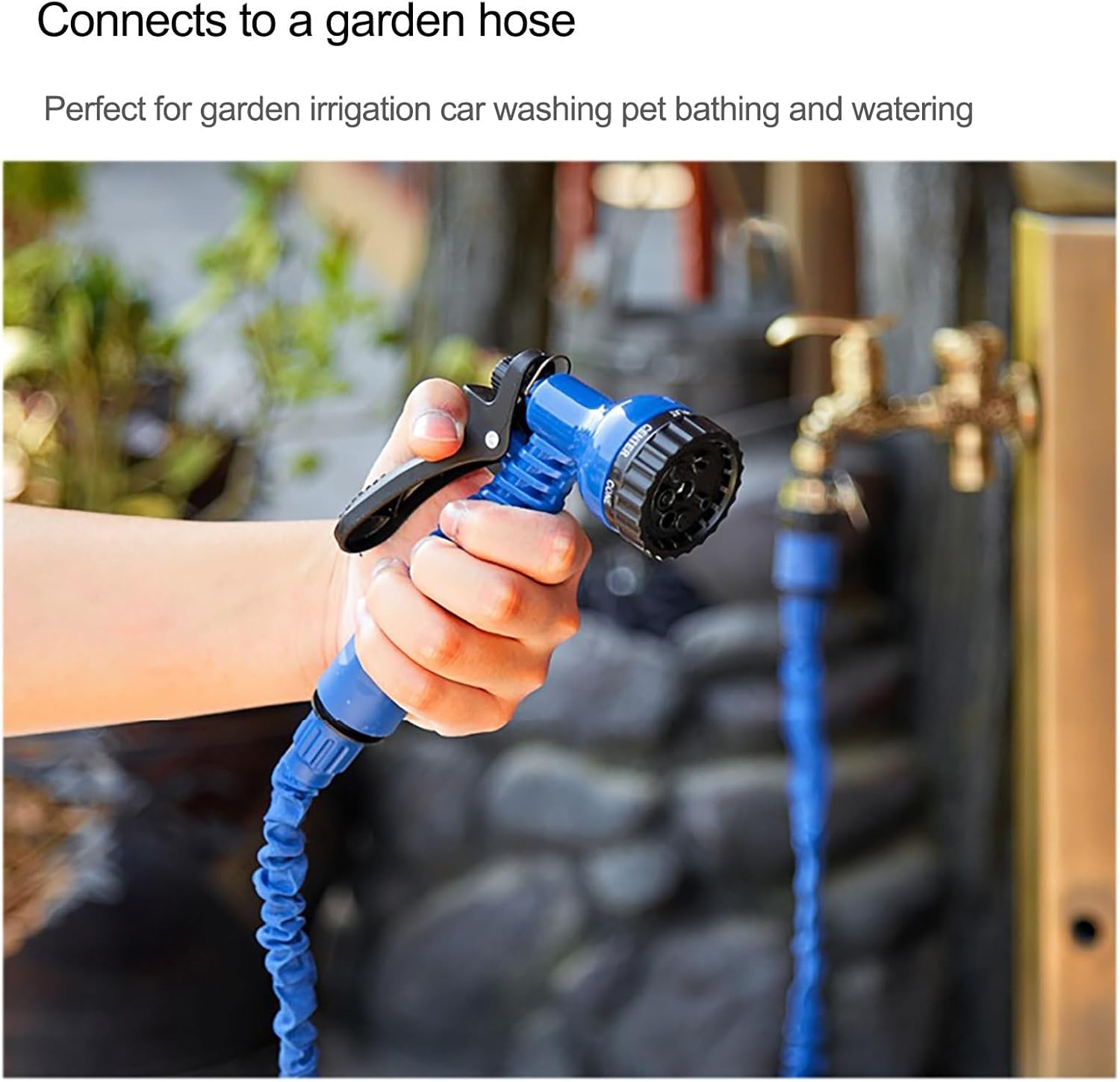 304 Stainless Steel Vertical Garden Water Column with Spray Gun & Accessories, Outdoor Faucet for Irrigation Fountain, Durable Silver, 20.5x86cm/8x33.9in