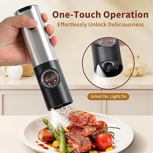 Miniatura 2 de Electric Salt and Pepper Grinder Set with LED, Stainless Steel Automatic Salt and Pepper Grinder Set, Rechargeable Salt and Pepper Shakers Set