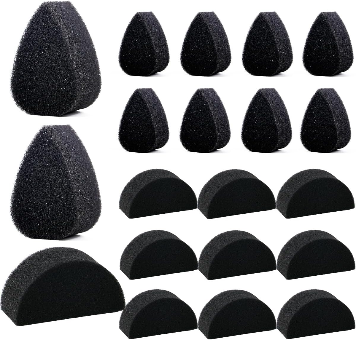 Bowitzki Face Paint Sponges Face Painting Black Sponges Petals High Density for Art Work and Body Paint Halloween Christmas Festival (10 Petals + 10 Half Moon)